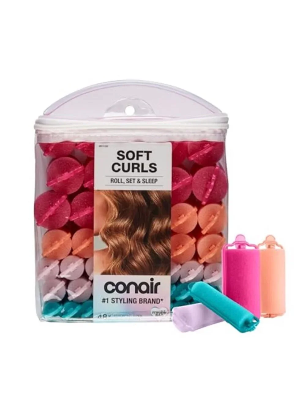 Conair Hair Rollers for Heatless Curls Overnight, Snap Closures, 48 Count | 4